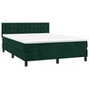 vidaXL Cama box spring colch&oacute;n y LED terciopelo verde oscuro 140x190cm