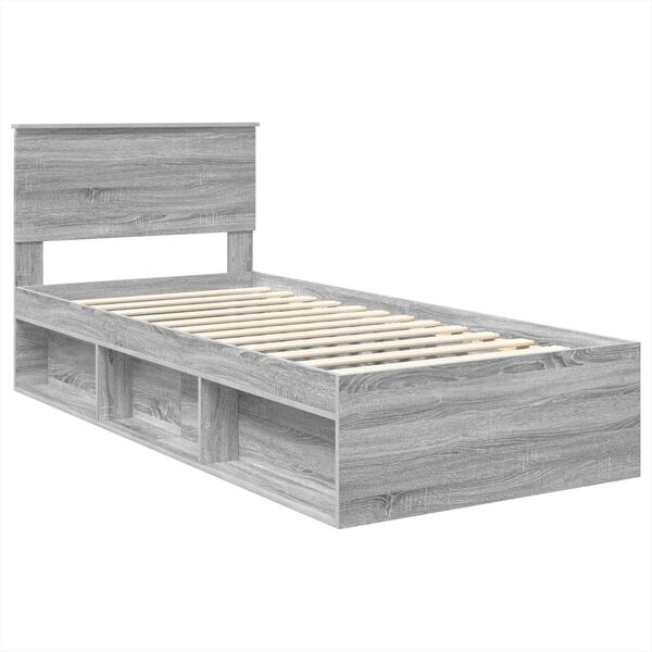 vidaXL Estructura de cama con cabecera Gris Sonoma 100 x 200 cm