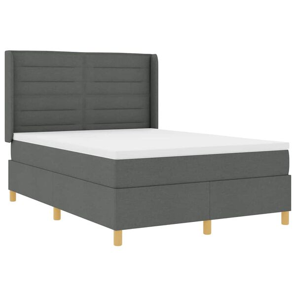 vidaXL Cama tipo Box Spring con colch&oacute;n Gris 140 x 190 cm tela