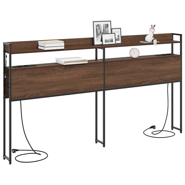 vidaXL Cabecero con almacenamiento con estante Marr&oacute;n roble 180 cm