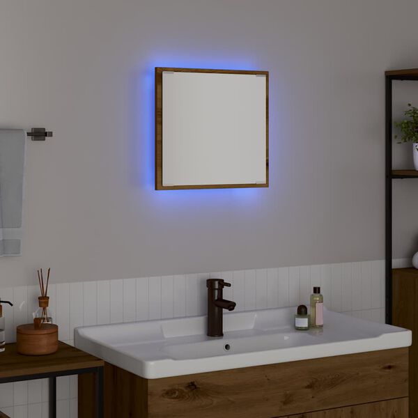 vidaXL Espejo de ba&ntilde;o LED con espejo Roble artesanal 40 x 37 x 8.5 cm