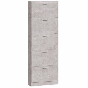 vidaXL Zapatero madera contrachapada gris hormig&oacute;n 59x17x169 cm