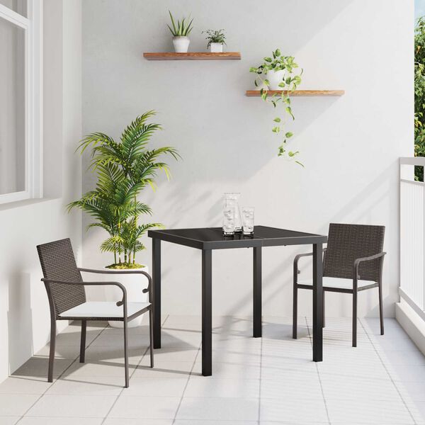vidaXL Conjunto de Comedor de Jard&iacute;n 3 pcs Marr&oacute;n y Negro