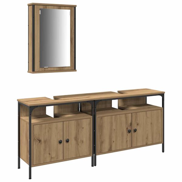 vidaXL Unidades de Tocador de Ba&ntilde;o 3 pcs Marr&oacute;n Madera contrachapada