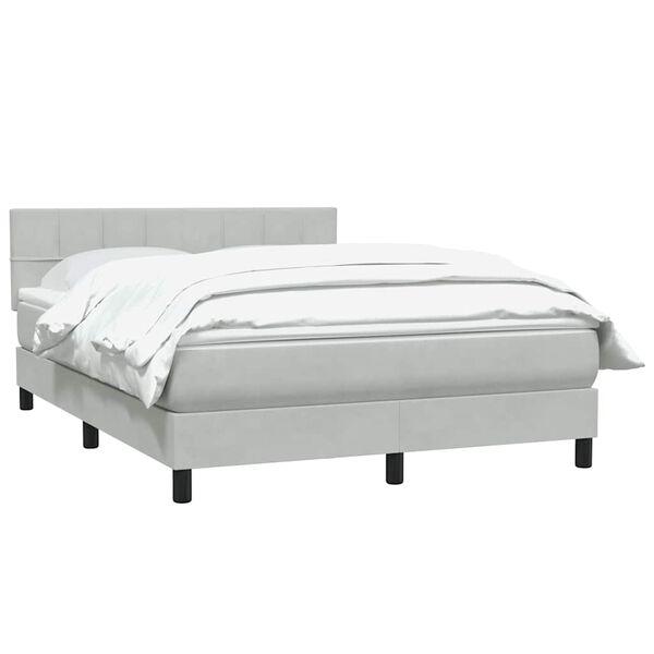 vidaXL Cama box spring con colch&oacute;n terciopelo gris claro 160x220 cm