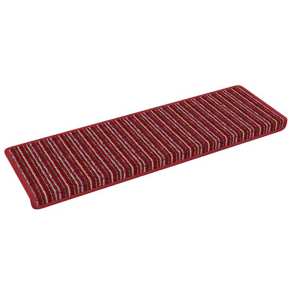 vidaXL Alfombras autoadhesivas para escaleras Rayado 15 pcs Rojo