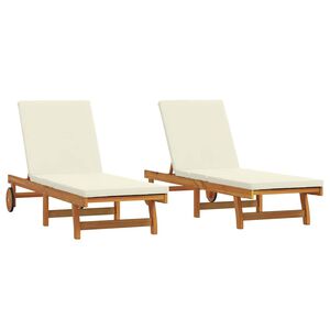 vidaXL Tumbona 2-persona 2 pcs Marr&oacute;n Madera de Acacia S&oacute;lida