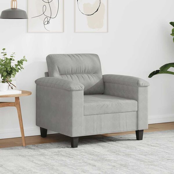 vidaXL Sill&oacute;n de tela microfibra gris claro 60 cm