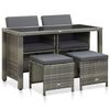 vidaXL Set de comedor de jard&iacute;n 5 pzas y cojines rat&aacute;n sint&eacute;tico gris