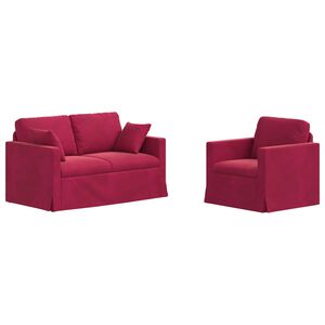 vidaXL Juego de Sof&aacute; 2 pcs Rojo vino 138 x 78 x 80 cm Terciopelo