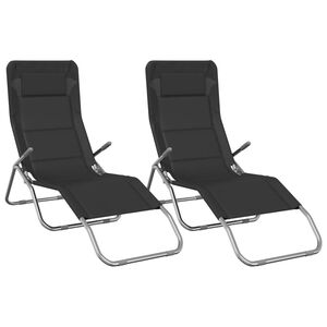 vidaXL Tumbona plegable 2 uds textilene acero con recubrimiento negro