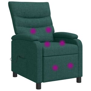 vidaXL Silla de masajes reclinable Verde oscuro Tela