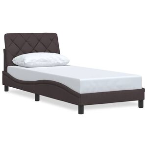 vidaXL Estructura de cama sin colch&oacute;n tela marr&oacute;n oscuro 80x200 cm