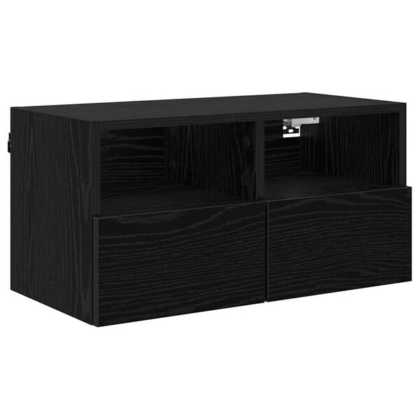 vidaXL Mueble de TV Montado en la Pared Roble Negro 60 x 30 x 30 cm