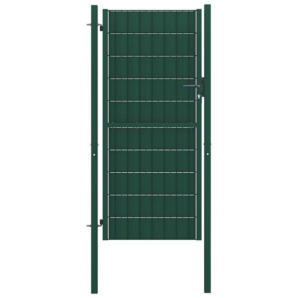 vidaXL Puerta de valla de PVC y acero 100 x 204 cm verde
