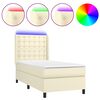 vidaXL Cama box spring y colch&oacute;n LED cuero sint&eacute;tico crema 90x200 cm