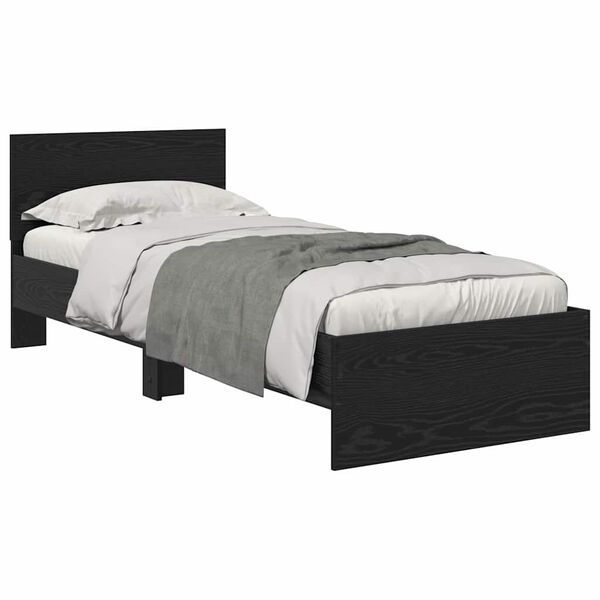 vidaXL Estructura de cama Roble Negro 75 x 190 cm Madera contrachapada