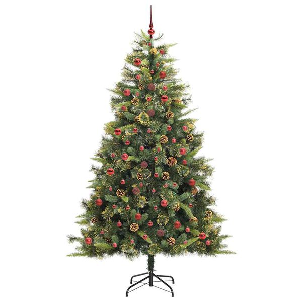 vidaXL &Aacute;rbol de Navidad artificial con ramas plegables y conos 240 cm