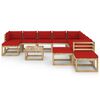 vidaXL Juego de muebles jard&iacute;n 12 pzas cojines madera pino impregnado