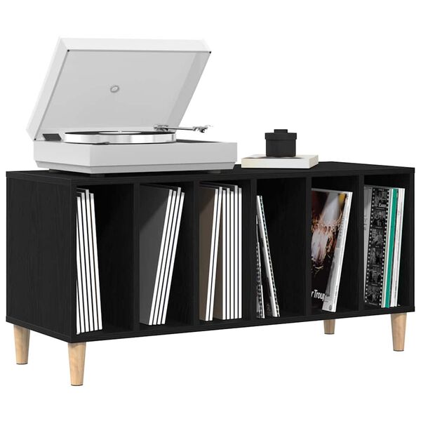 vidaXL Mueble para discos de vinilo Roble Negro 100 x 38 x 48 cm