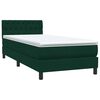 vidaXL Cama box spring con colch&oacute;n y LED terciopelo verde oscuro 80x220 cm