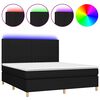 vidaXL Cama box spring colch&oacute;n y luces LED tela negro 160x200 cm