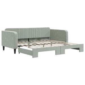 vidaXL Sof&aacute; cama nido terciopelo gris claro 100x200 cm