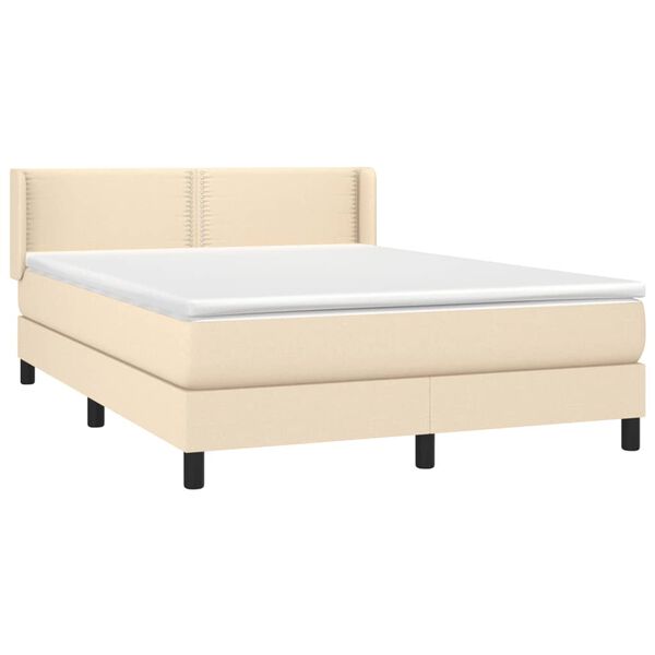 vidaXL Cama box spring con colch&oacute;n tela color crema 140x190 cm