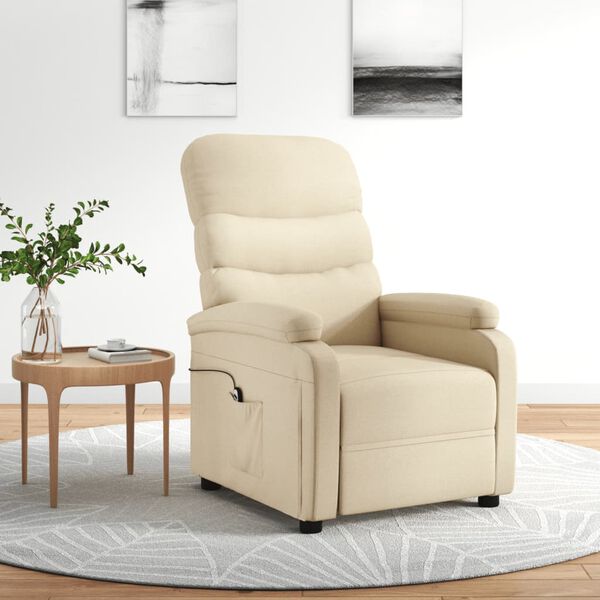 vidaXL Sill&oacute;n reclinable el&eacute;ctrico de tela crema