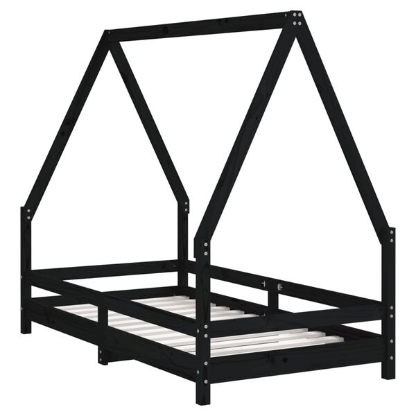 vidaXL Estructura de cama para niños madera de pino negro 80x160 cm