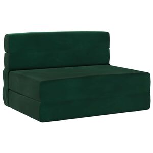 vidaXL Sof&aacute; Cama Plegable Verde oscuro 190 x 70 x 15 cm Terciopelo