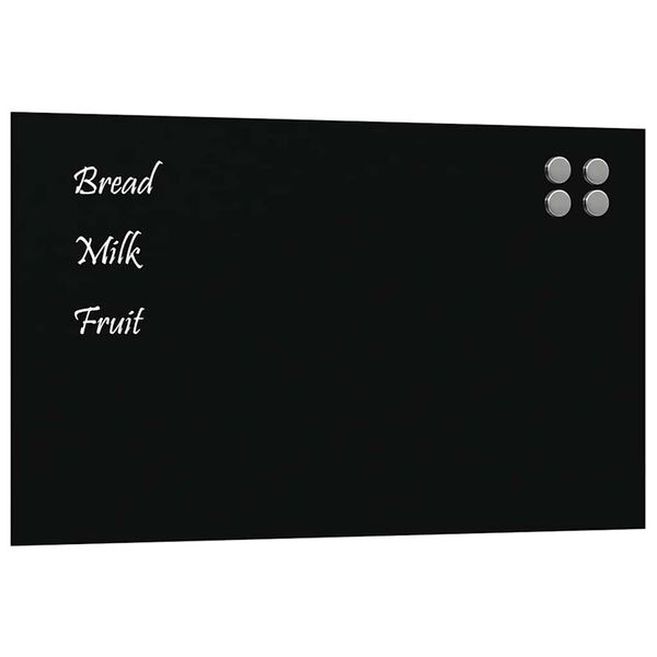 vidaXL Pizarra magn&eacute;tica de pared vidrio templado negro 100x60 cm