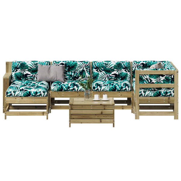 vidaXL Juego de muebles jard&iacute;n 7 pzas y cojines madera pino impregnada
