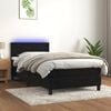 vidaXL Cama box spring colch&oacute;n y LED terciopelo negro 90x190 cm