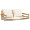 vidaXL Banco columpio con cojines rat&aacute;n sint&eacute;tico beige 109x62x40 cm