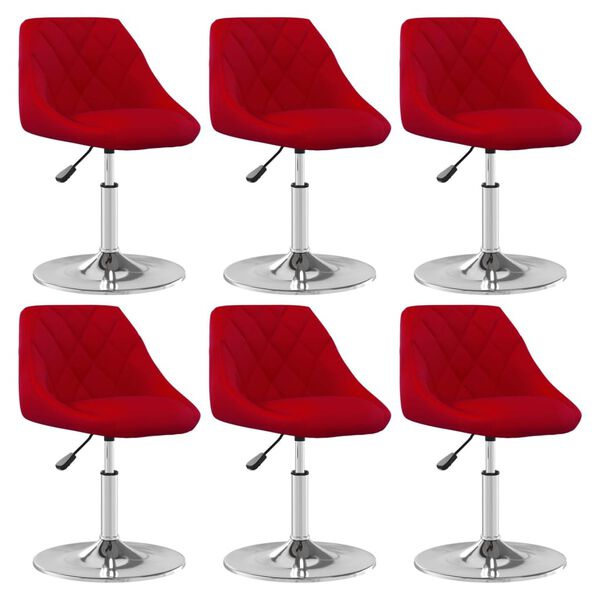 vidaXL Sillas de comedor giratorias 6 unidades terciopelo rojo tinto