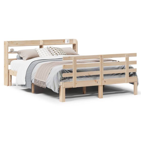 vidaXL Estructura de cama con cabecero madera maciza pino 140x200 cm