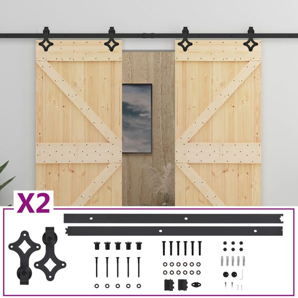 vidaXL Puerta corredera con herrajes madera maciza de pino 100x210 cm