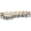 vidaXL Set muebles de jard&iacute;n 7 pzas y cojines rat&aacute;n PE gris antracita