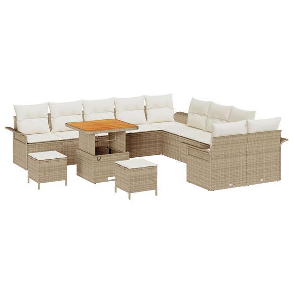 vidaXL Conjunto de sof&aacute; de jard&iacute;n 13 pcs Beige y Crema 80 x 80 x 71 cm