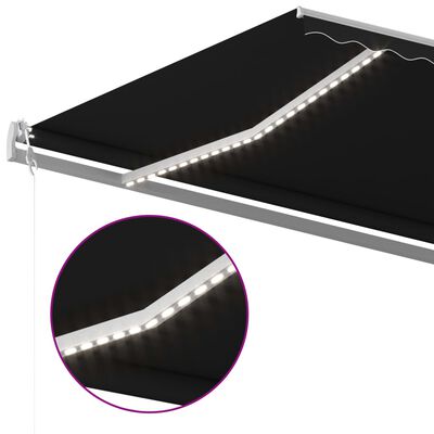 vidaXL Toldo manual retráctil con luz LED gris antracita 5x3,5 m
