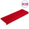 vidaXL Alfombrillas para escaleras 10 unidades 65x21x4 cm Borde rectangular rojo