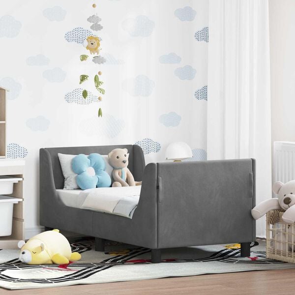 vidaXL Estructura de cama para ni&ntilde;os peque&ntilde;os con cabecera Gris oscuro