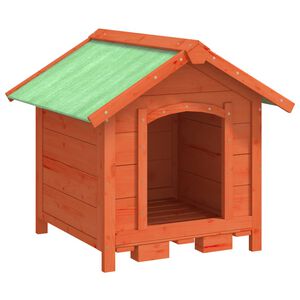 vidaXL Caseta para perros madera maciza de pino marr&oacute;n 65x65x61,5 cm