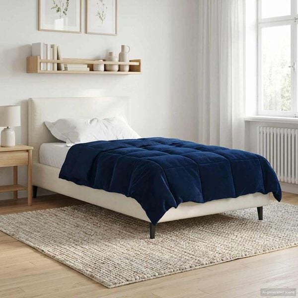 vidaXL Edred&oacute;n de Todo el A&ntilde;o Azul Oscuro 155 x 220 cm Microfibra