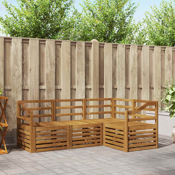 vidaXL Juegos de sof&aacute;s 4 pcs Natural Madera de Acacia S&oacute;lida