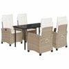 vidaXL Set comedor de jard&iacute;n 5 pzas con cojines rat&aacute;n sint&eacute;tico beige