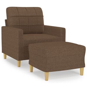 vidaXL Sill&oacute;n con taburete tela marr&oacute;n 60 cm