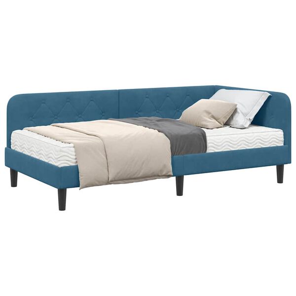 vidaXL Estructura de cama en esquina Azul 90 x 200 cm Terciopelo