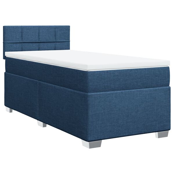 vidaXL Cama box spring con colch&oacute;n tela azul 90x200 cm